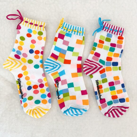 Little Miss Matched Ankle Socks - Funky, Fun, Crazy Socks for Girls, Kids - Picture 1 of 2